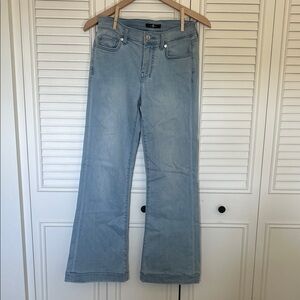 7 For All Mankind Light Blue Flare Wide-Leg Jeans (hemmed)